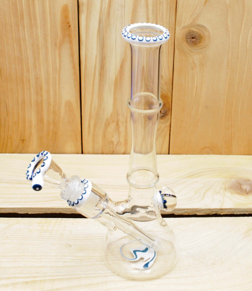 Smokerama Glasbong Beaker ZNDG White Blue fully Handwork